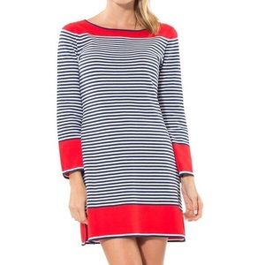 Navy and Red Long Sleeve Dress